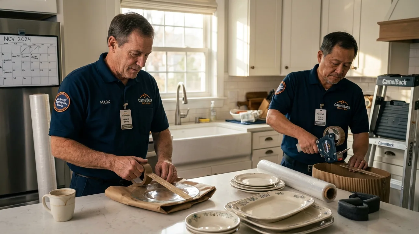 Professional crew packing kitchen dishware in Winona, MN